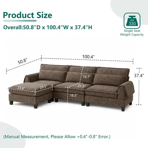 Vista 2 de Sofá modular seccional, sofás en forma de L de 100.4 pulgadas para Topo