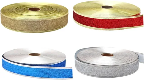 Vista 6 de TEHAUX 12pcs Chic Christmas Ribbons Each Silver Glitter for Crafts Wrapping and Holiday Decorations