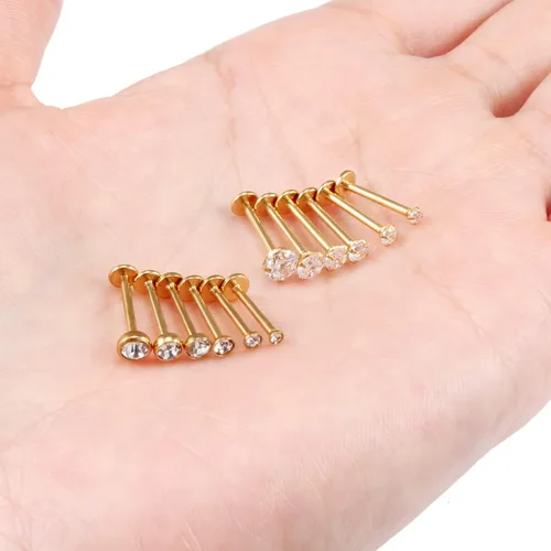 Vista 7 de Vsnnsns 16G Anillos de Labio de Acero Inoxidable Tragus Hélice Caracola Piercing Joyería Mordida de Serpiente Piercing Monroe Anillos de Labio