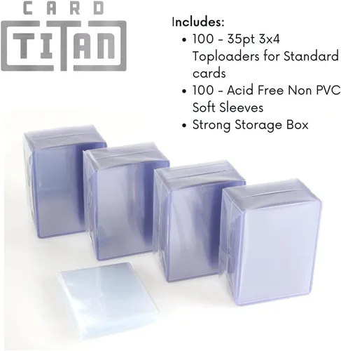 Vista 4 de CARD TITAN PRO - Cargadores superiores estándar de 3 x 4 pulgadas y fundas suaves de 35 puntos, calidad premium, ultra transparentes, cargadores