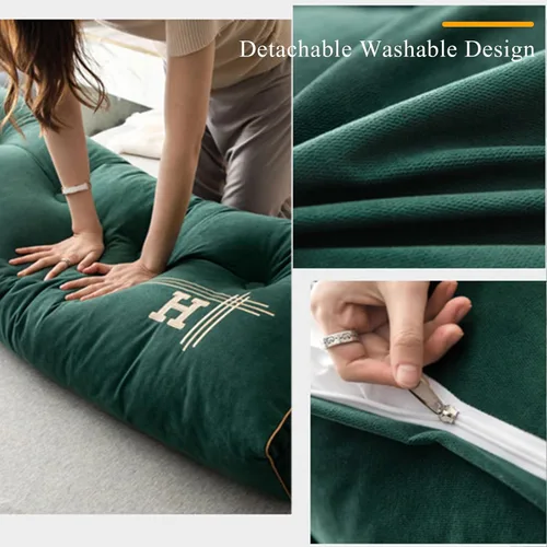 Vista 5 de HM&DX Almohada de lectura triangular con cuña para cabecero, almohada de respaldo de terciopelo con funda extraíble y bolsillos laterales