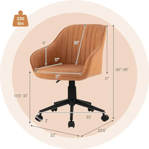 Vista 3 de POWERSTONE Silla moderna de escritorio para oficina en casa, silla de computadora de mediados de siglo, silla giratoria ajustable para dormitorio
