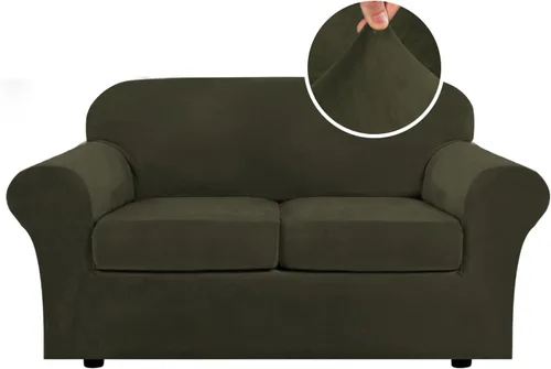 Vista 119 de H.VERSAILTEX - Funda elástica para sofá de 2 piezas, funda protectora de terciopelo, suave, con parte inferior elástica, con un ancho de hasta 49