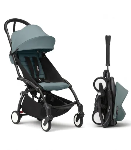 Vista 12 de Stokke YOYO3 Cochecito desde 6 meses - Incluye marco blanco/cojín de asiento color aguamarina + dosel - Se pliega y despliega en un instante