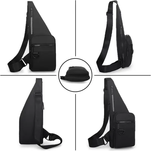 Vista 4 de Bolso bandolera delgado cruzado en el pecho, mochila de hombro antirladrón, bolsa de bolsillo personal, riñonera para viajes y deportes