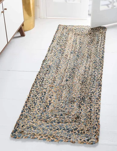 Vista 9 de Unique Loom Trenzado Chindi Collection - Alfombra ovalada azul moderna casual (2 pies x 3 pies)