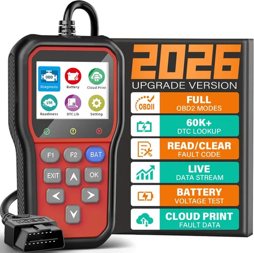 Vista 11 de BluSon YM319 - Escáner OBD2, herramienta de diagnóstico con probador de batería, lector de código de falla del motor con datos en vivo, impresión