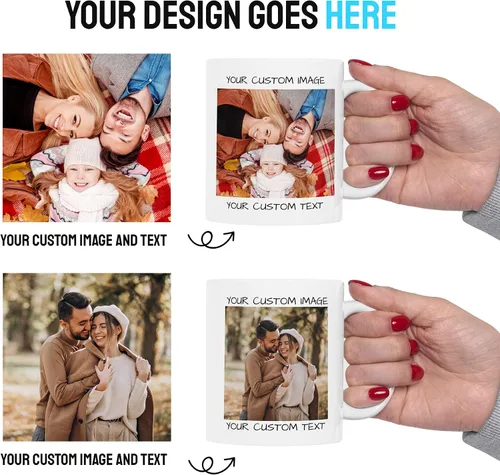 Vista 7 de Taza de café personalizada – Taza de cerámica personalizada con foto, texto o logotipo, taza de té Taza personalizada con imagen o mensaje Idea