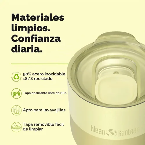 Vista 2 de Klean Kanteen Vaso de 8 oz Rise Lowball - Vaso aislado de acero inoxidable con tapa deslizante a prueba de salpicaduras, aislamiento al vacío