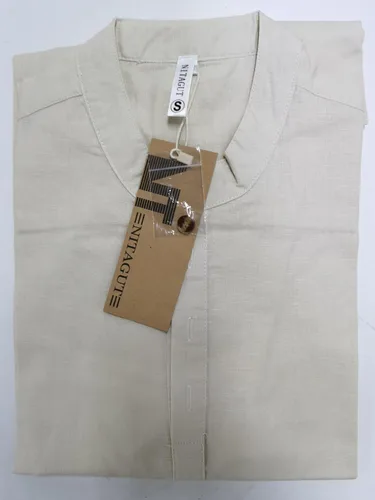 Vista 7 de NITAGUT Camisas de lino de manga larga con cuello Henley para hombre