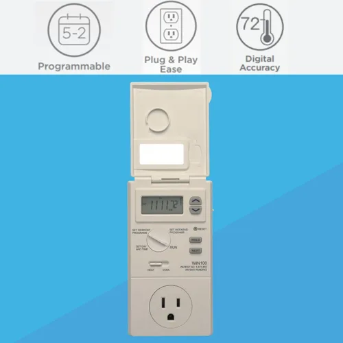 Vista 3 de WIN100 - Termostato programable de voltaje de línea enchufable de 5 a 2 días; baterías incluidas