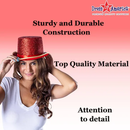 Vista 2 de Dress Up America Top Hats para adultos, sombrero de esmoquin brillante para hombres y mujeres, sombrero de mago de disfraz