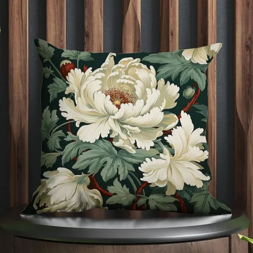 Vista 5 de Funda de almohada Honshu in Robins Egg Chinoiserie Floral Fundas de almohada blancas y verdes asiáticas, fundas de cojín modernas, decorativas