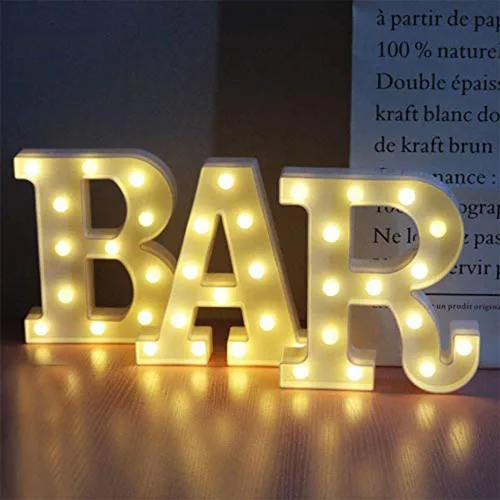 Vista 8 de BAR - Letrero LED iluminado con palabras de marquesina - Letrero de barra de pub preiluminado - Funciona con pilas (23.03 x 8.66 pulgadas) (negro)