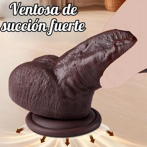 Vista 5 de Consolador ultra realista de 8 pulgadas, textura realista de piel, silicona líquida gruesa con potente ventosa, principiante para punto G y juego