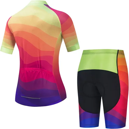 Vista 2 de Conjunto de pantalones cortos de ciclismo para mujer, traje de bicicleta acolchado para mujer
