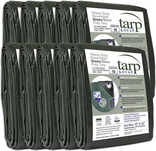 Vista 94 de Kotap TGS-0608 - Lona de polietileno reversible de 8 mil con protección UV, 6 pies X 8 pies, verde-plata