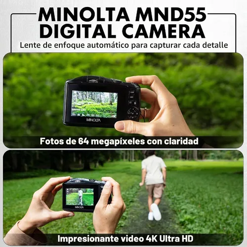Vista 3 de Minolta MND55 64MP 4K Ultra HD Wi-Fi Cámara Digital - Negro