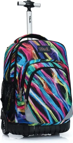 Vista 11 de Tilami Mochila con ruedas para niños de 18 pulgadas, mochila para computadora portátil, bicicleta