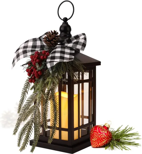Vista 7 de Linterna de Navidad Linterna Decorativa de Navidad Globo de Nieve Decoraciones de Navidad Luces de Vela Intermitentes para Interiores y Exteriores