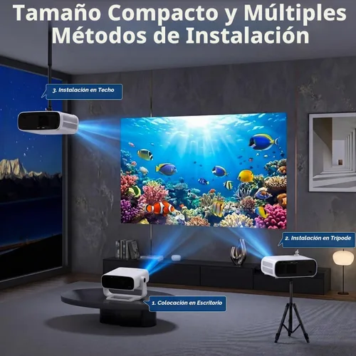 Vista 12 de Wielio Proyector inteligente 2026 Android TV con WiFi 6 y Bluetooth 5.0