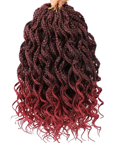 Vista 18 de Trenzas de caja Goddess de 150 hebras, cabello rizado de 8 pulgadas, trenzas de ganchillo pretrenzadas, trenzas de ganchillo pretrenzadas, trenzas