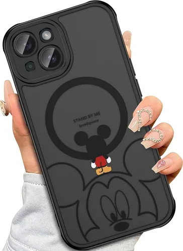Vista 10 de Funda para iPhone 16 Pro Max [Compatible con MagSafe], diseño bonito, magnético, negro translúcido, mate, con borde de TPU suave y parte trasera