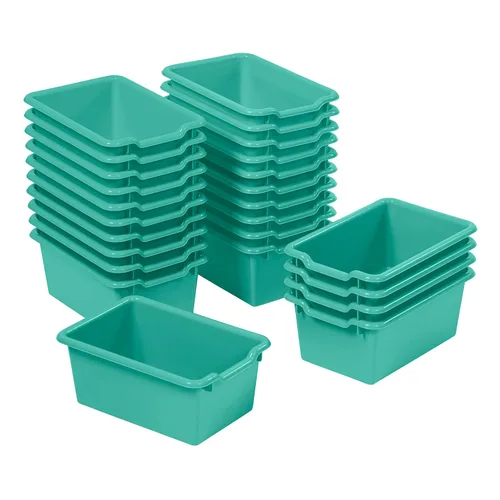 Vista 12 de ECR4Kids - Cajas de almacenamiento con frente de cuchara, multiusos, azul, 25 piezas Durable plastic, GREENGUARD Gold Certified, 1.2 gallon