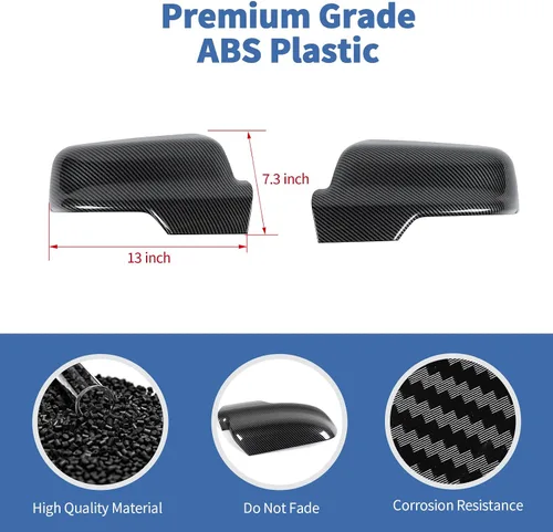 Vista 4 de Cubierta de espejo lateral de fibra de carbono para espejo retrovisor compatible con Dodge RAM 2018-2024