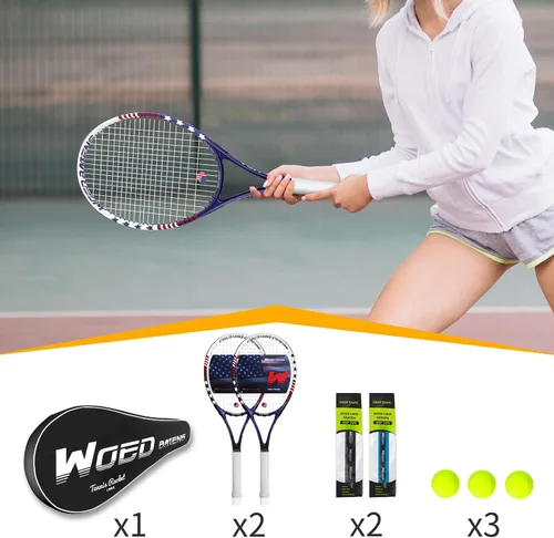 Vista 5 de Juego de raquetas de tenis para adultos de 27 pulgadas, incluye raqueta de tenis, pelotas de tenis, amortiguadores de vibración, bolsa de tenis
