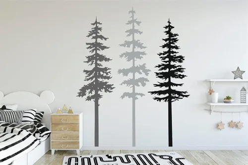 Vista 5 de Calcomanías de decoración de pared de pino para habitación de niños, habitación del bebé, decoración de pared de árbol alto, decoración del hogar