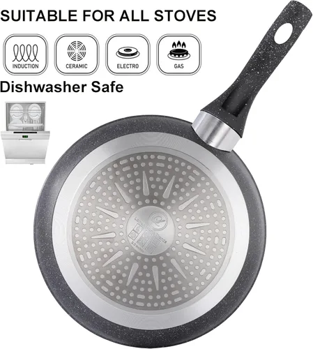 Vista 4 de Lorren Home Trends Sartén con revestimiento de cerámica de 8 pulgadas, mango resistente al calor, libre de PFOA, fácil de limpiar, compatible