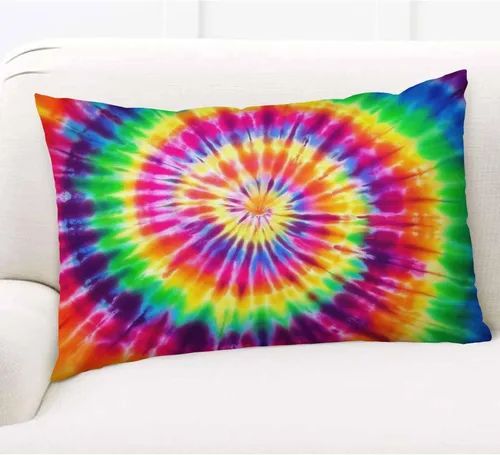 Vista 6 de EKOBLA Funda de almohada de arte abstracto, teñido anudado, amarillo, verde, rojo, diseño moderno y contemporáneo, pintura de tinta, decoración