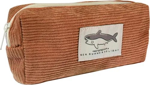 Vista 8 de Estuche pequeño para lápices con gran capacidad, estuche con diseño de tiburón, bolsa con cremallera gris para oficina, organizador de papelería