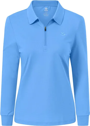 Vista 53 de JINSHI Polo de golf para mujer, de manga larga, con cremallera, deportiva, de secado rápido, atlética, casual, ajustada