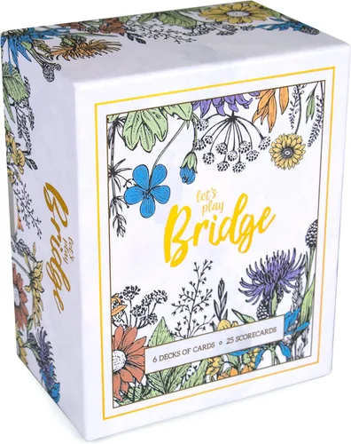 Vista 8 de Let's Play Bridge 6 barajas de cartas coloridas inspiradas en acuarela Índice especial de 4 colores de baja visión Juego familiar clásico