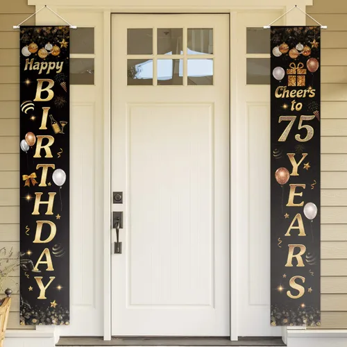 Vista 74 de Cartel de Feliz cumpleaños para la puerta, color negro