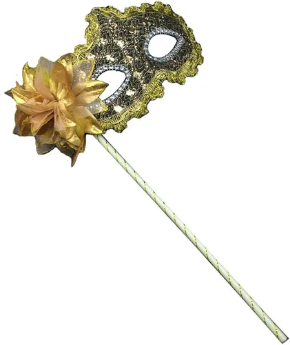 Vista 16 de AZYOUNG Máscaras de mascarada para mujer, con plumas, laterales, pétalos, flores, pétalos, máscara de encaje de mano con palo
