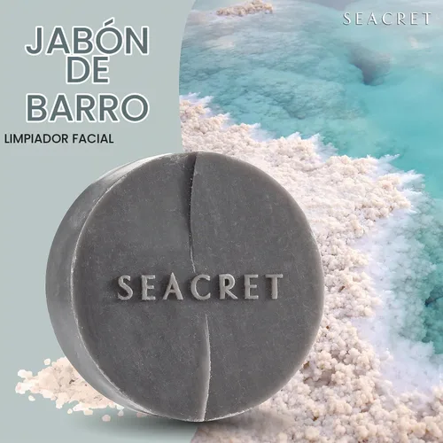 Vista 2 de SEACRET Dead Sea Mud Soap Bar - Deep Pore Purifying & Refining Facial Cleanser with Minerals and Witch Hazel, Natural Spa Bar for Normal to Oily