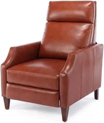 Vista 6 de Balantyne - Sillón reclinable de piel sintética color caramelo con patas de madera