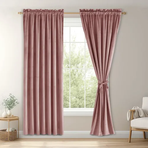 Vista 84 de JIUZHEN Cortinas de terciopelo beige de 63 pulgadas de ancho x 63 pulgadas de largo, cortinas de terciopelo retro suaves con bolsillo para barra