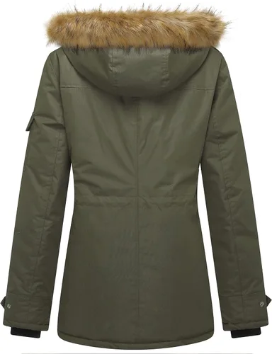 Vista 2 de Wantdo - Chaqueta acolchada para invierno para mujer, abrigo acolchado y cálido, parca gruesa con capucha extraíble