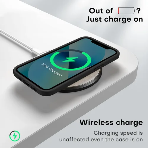 Vista 8 de CellEver Funda de silicona resistente para iPhone 13, protección militar contra caídas, protección elevada de pantalla y cámara, interior sin Negro