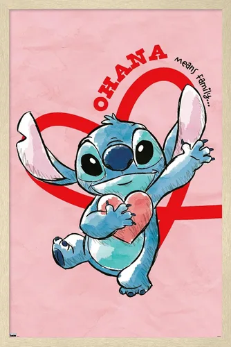 Vista 7 de Trends International Disney Lilo and Stitch - Póster de pared de corazones, 22.4 pulgadas de largo x 14.7 pulgadas, versión enmarcada en madera