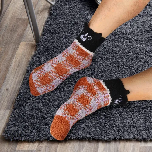 Vista 5 de Violet Mist Calcetines mullidos para hombre, unisex, lindos animales, acogedores, divertidos, esponjosos, cálidos, de invierno, de felpa