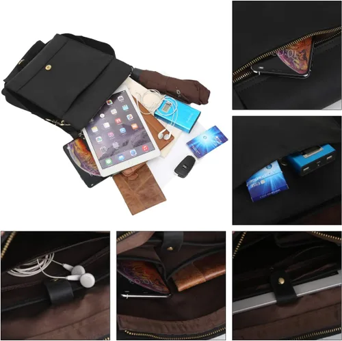Vista 4 de Leathario Bandolera de piel auténtica para hombre, bolso de hombro pequeño estilo retro para viajes y trabajo, Taille unique