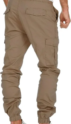 Vista 2 de JEShifangjiusu Pantalones deportivos tipo cargo para hombre, pantalones deportivos de moda, pantalones de chándal casuales, pantalones chinos