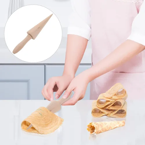 Vista 5 de Molde de rodillo de pizzela, cono de madera gofres helado cono pizza pastelería herramienta de moldeo