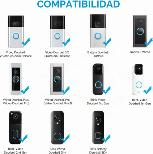 Vista 2 de OLAIKE Soporte Angular Impermeable de 30 a 60 Grados para Timbre de Video 1/2/3/3Plus/4/Cableado/Pro/Pro2/(Lanzamiento 2020), Timbre Blink y Nest