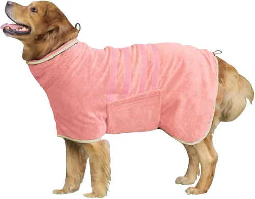Vista 10 de Abrigo de Secado para Perros - Bata Toalla de Secado Rápido para Perros - Albornoz de Microfibra Súper Absorbente para Mascotas, Cuello Ajustable